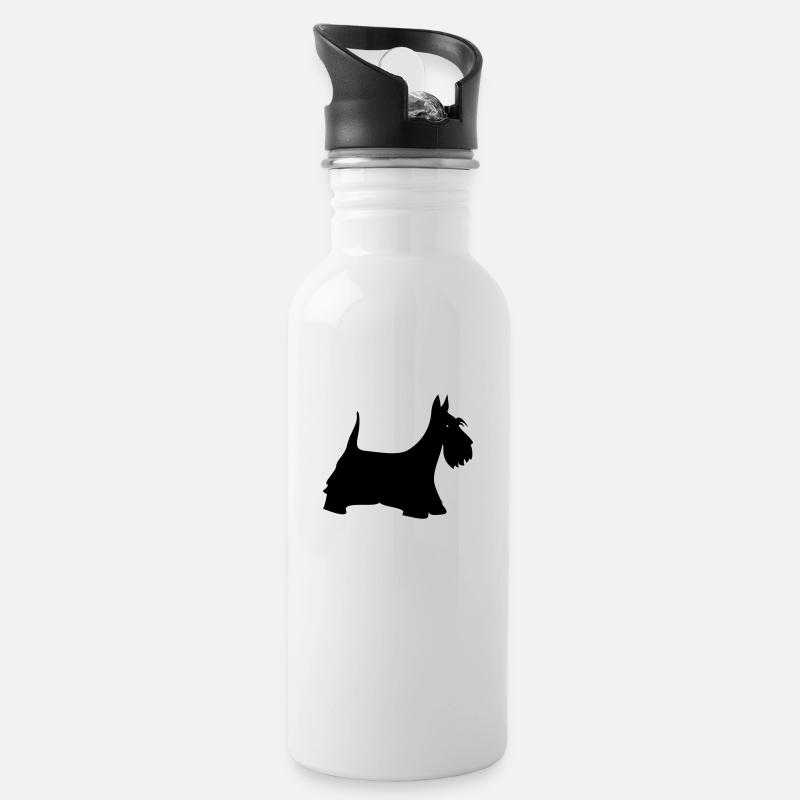 stylized scottish terrier - Water bottle with straw - white