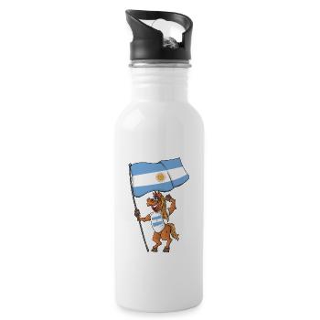 Fan Pferd Argentinien - Trinkflasche mit integriertem Trinkhalm - Weiß - Rechts
