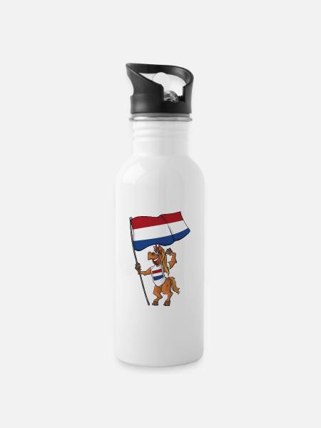 Dutch Fan Horse - Water bottle with straw - white