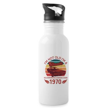 Ich bin nicht alt, ich bin ein Klassiker - Trinkflasche mit integriertem Trinkhalm - Weiß - Rechts
