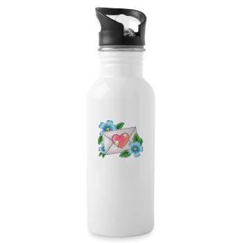 envelope with flowers - Water bottle with straw - white - Right