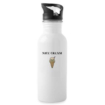 NICE CREAM Geschenkidee lustig süß Eis Eiscreme - Trinkflasche mit integriertem Trinkhalm - Weiß - Rechts
