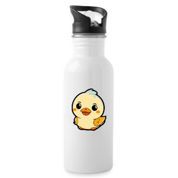 Süße kleine Ente Kinderdesign - Trinkflasche mit integriertem Trinkhalm - Weiß - Rechts