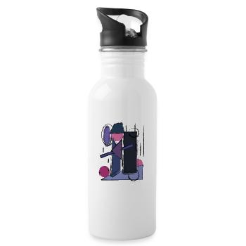 Geometric abstraction in retro style - Water bottle with straw - white - Right