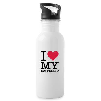 I love my boyfriend! - Water bottle with straw - white - Right