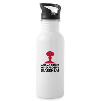 Demandez-moi au sujet de mon diarrhée explosive! - Gourde avec paille intégrée - blanc - Droite