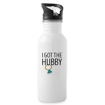 I Got The Hubby Diamond Ring Bridal JGA - Water bottle with straw - white - Right