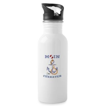 Moin Cuxhaven lustige Nordsee Shirts und Geschenke - Trinkflasche mit integriertem Trinkhalm - Weiß - Rechts