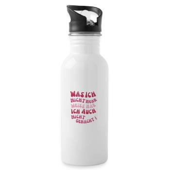 Was ich nicht mehr weiss hab ich auch nicht - Trinkflasche mit integriertem Trinkhalm - Weiß - Rechts