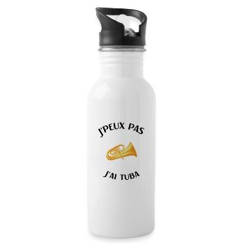 Tuba humour tubiste fanfare homme femme - Gourde avec paille intégrée - blanc - Droite