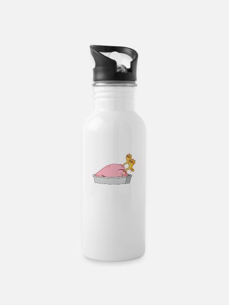 Turkey - food - Water bottle with straw - white