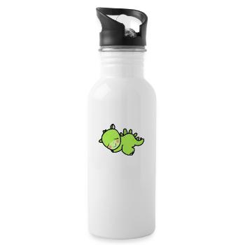 Dinosaure dort mignon mignon fatigué idée de cadeau - Gourde avec paille intégrée - blanc - Droite
