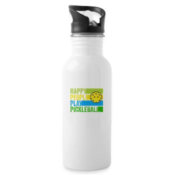 Happy people play pickleball - Water bottle with straw - white - Right