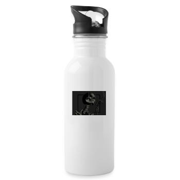 Skelett raucht Zigaretten - Trinkflasche mit integriertem Trinkhalm - Weiß - Rechts