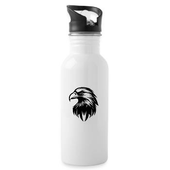 Elegant eagle logo in tattoo style - Water bottle with straw - white - Right