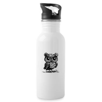 Forest owl with big eyes - Water bottle with straw - white - Right