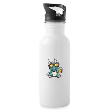 Dinosaurier triceratops Apres Ski Bier - Trinkflasche mit integriertem Trinkhalm - Weiß - Rechts