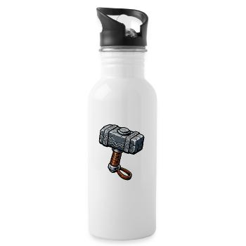 Graphismes du marteau runique Mjolnir - Gourde avec paille intégrée - blanc - Droite