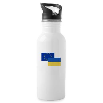 EU Ukraine Europe Accession Freedom Support Peace - Water bottle with straw - white - Right