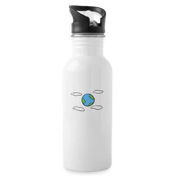 Earth Sky Clouds Symbol - Water bottle with straw - white - Right