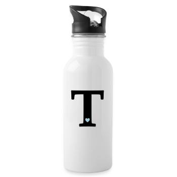 Buchstabe T Anfangsbuchstabe - Trinkflasche mit integriertem Trinkhalm - Weiß - Rechts