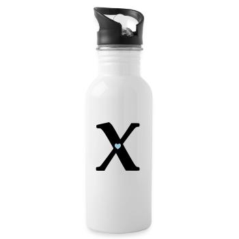 Buchstabe X Anfangsbuchstabe - Trinkflasche mit integriertem Trinkhalm - Weiß - Rechts