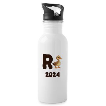 R Ente 2024 - Rente 2024 Ente Rentner Ruhestand - Trinkflasche mit integriertem Trinkhalm - Weiß - Rechts