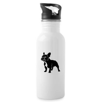Französische Bulldogge - Trinkflasche mit integriertem Trinkhalm - Weiß - Rechts
