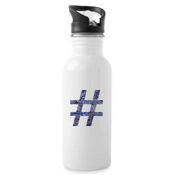 Symbole du hashtag E 112 - Gourde avec paille intégrée - blanc - Droite