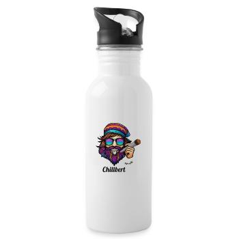 Chillbert der Kiffer - High Art - Trinkflasche mit integriertem Trinkhalm - Weiß - Rechts