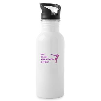 Eat Sleep Handstand Repeat - Trinkflasche mit integriertem Trinkhalm - Weiß - Rechts