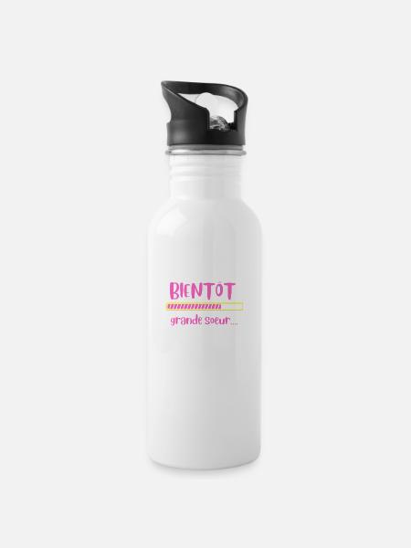 bientôt grande soeur - Gourde avec paille intégrée - blanc