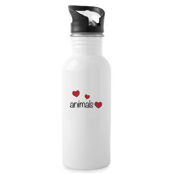 Tiere drei herzen tierliebe - Trinkflasche mit integriertem Trinkhalm - Weiß - Rechts
