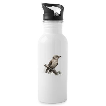 Vogel Vögel Gemalt Geschenkidee - Trinkflasche mit integriertem Trinkhalm - Weiß - Rechts