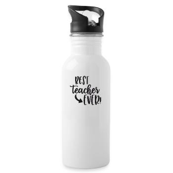 Bester Lehrer überhaupt - Trinkflasche mit integriertem Trinkhalm - Weiß - Rechts
