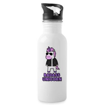 BADASS UNICORN - Gourde avec paille intégrée - blanc - Droite