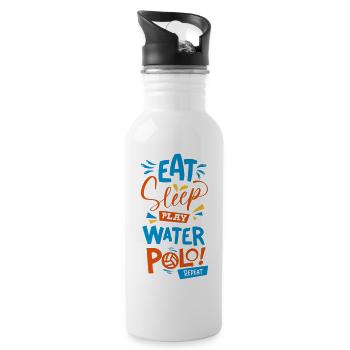 Eat, sleep, play water polo, repeat - Water bottle with straw - white - Right