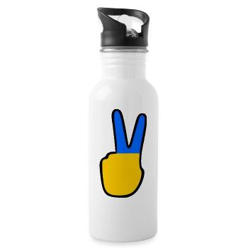 Ukraine - Trinkflasche mit integriertem Trinkhalm - Weiß - Rechts