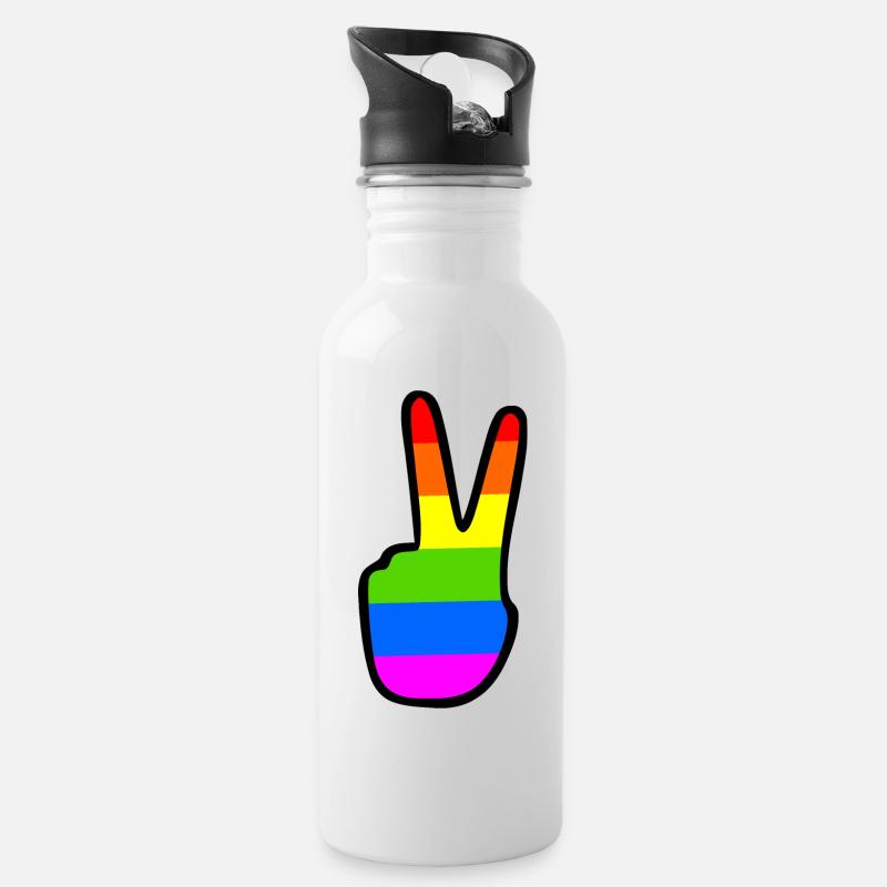 Lgbtq - Trinkflasche mit integriertem Trinkhalm - Weiß
