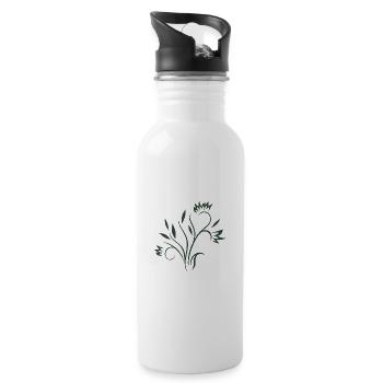 Beautiful floral element - Water bottle with straw - white - Right
