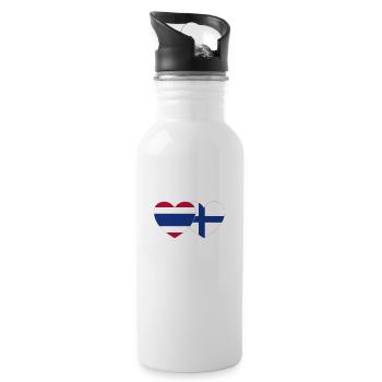 Thailand Finnland Flagge Herz - Trinkflasche mit integriertem Trinkhalm - Weiß - Rechts