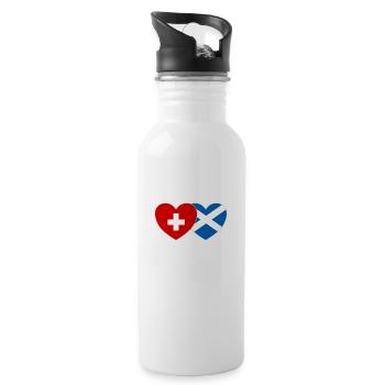 Switzerland Scotland Flag Heart - Water bottle with straw - white - Right