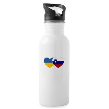 Ukraine Slowenien Flagge Herz - Trinkflasche mit integriertem Trinkhalm - Weiß - Rechts