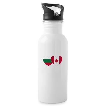 Bulgaria Canada Flag Heart - Water bottle with straw - white - Right