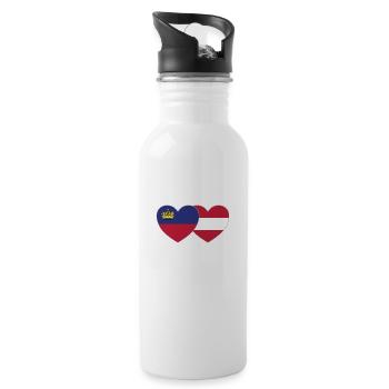 Lichtenstein Austria Flag Heart - Water bottle with straw - white - Right