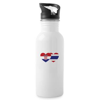 Croatie Thaïlande Flag Coeur - Gourde avec paille intégrée - blanc - Droite