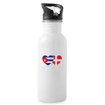 Kuba Dänemark Flagge Herz - Trinkflasche mit integriertem Trinkhalm - Weiß - Rechts