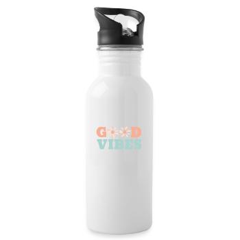 GOOD VIBES - Trinkflasche mit integriertem Trinkhalm - Weiß - Rechts