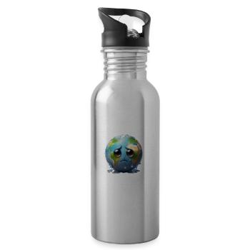 Weeping sad earth - Water bottle with straw - silver - Right