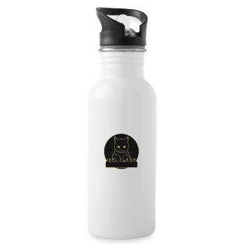 Black Synth Cat 2 - Water bottle with straw - white - Right